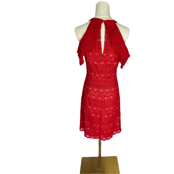 Francesca’s‎ Red Lace Halter Mini Dress | Size M - Picture 5 of 6